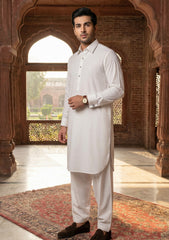 Elite Men Diamond Boski Plain Selvage Wash & Wear - White