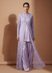 Fancy Chantilly Lace Saree - Lavender Grey