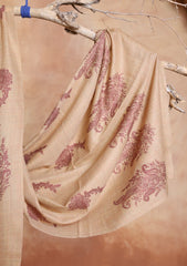 Pashmina Embroidered Jaaldar Scarf D#01 - Skin