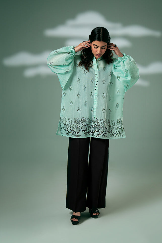 Pret Collection - Fozia Khalid - Basics Vol 3 - Mint Green Peacock Tunic