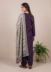 Winter - Riwaj - Pashmina Kani Jamawar 3 Pcs Suit - D#02 - Purple