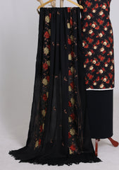 Winter - Riwaj - Printed Cotray Suit - Wool Shawl - D#14 - Black