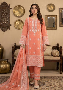 Lawn - Riwaj - Fancy Paper Cotton - Chikankari 2 Pcs - D#01 - Peach