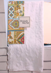 Embroidered Lawn Summer Shawl D#65 - White 1