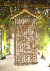 Pashmina Wool Ari Work Shawl D - 09 - Brown