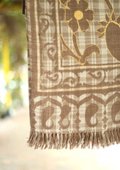 Pashmina Wool Ari Work Shawl D - 09 - Brown