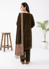 Winter - Riwaj - Velvet Jamawar Patch Work Suit - D#01 - Brown