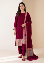 Winter - Riwaj - Velvet Jamawar Patch Work Suit - D#01 - Sh Pink