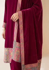 Winter - Riwaj - Velvet Jamawar Patch Work Suit - D#01 - Sh Pink