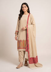 Winter - Riwaj - Velvet Jamawar Patch Work Suit - D#01 - Skin