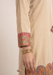 Winter - Riwaj - Velvet Jamawar Patch Work Suit - D#01 - Skin