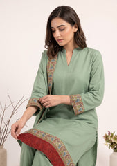 Winter - Riwaj - Pashmina Qalamkar Patch Work Suit - D#01 - G Green