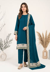 Winter - Riwaj - Pashmina Qalamkar Patch Work Suit - D#12 - D Ferozi