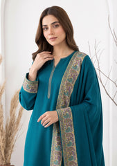 Winter - Riwaj - Pashmina Qalamkar Patch Work Suit - D#13 - D Ferozi