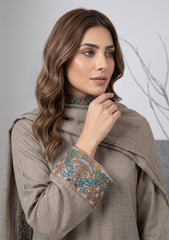 Winter - Riwaj - Pashmina Qalamkar Patch Work Suit - D#14 - Brown