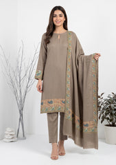 Winter - Riwaj - Pashmina Qalamkar Patch Work Suit - D#15 - Brown