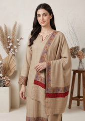 Winter - Riwaj - Pashmina Qalamkar Patch Work Suit - D#17 - Brown