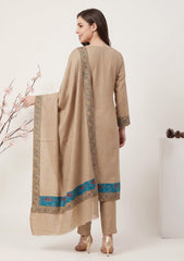 Winter - Riwaj - Pashmina Qalamkar Patch Work Suit - D#18 - Brown