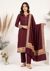 Winter - Riwaj - Pashmina Qalamkar Patch Work Suit - D#20 - D Maroon