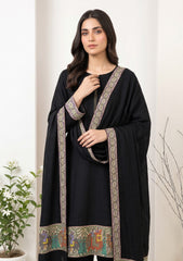 Winter - Riwaj - Pashmina Qalamkar Patch Work Suit - D#22 - Black