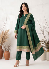 Winter - Riwaj - Pashmina Qalamkar Patch Work Suit - D#28 - D Green