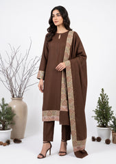 Winter - Riwaj - Pashmina Qalamkar Patch Work Suit - D#29 - Chocolate