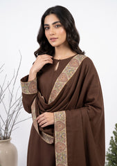Winter - Riwaj - Pashmina Qalamkar Patch Work Suit - D#29 - Chocolate