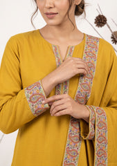 Winter - Riwaj - Pashmina Qalamkar Patch Work Suit - D#30 - Mustard