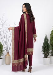 Winter - Riwaj - Pashmina Qalamkar Patch Work Suit - D#31 - Maroon