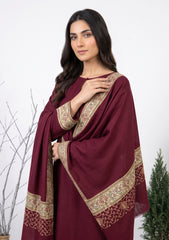 Winter - Riwaj - Pashmina Qalamkar Patch Work Suit - D#31 - Maroon