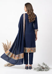 Winter - Riwaj - Pashmina Qalamkar Patch Work Suit - D#33 - N Blue