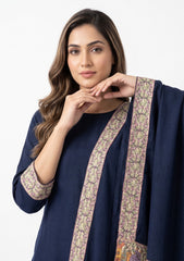 Winter - Riwaj - Pashmina Qalamkar Patch Work Suit - D#33 - N Blue