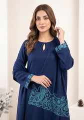 Winter - Riwaj - Pashmina Jamawar Patch Work Suit - D#03 - N Blue