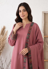 Winter - Riwaj - Pashmina Jamawar Patch Work Suit - D#04 - Pink