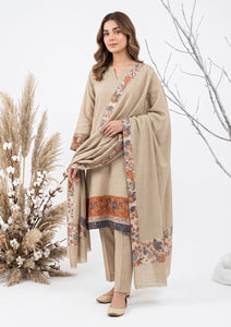 Winter - Riwaj - Pashmina Jamawar Patch Work Suit - D#06 - Skin