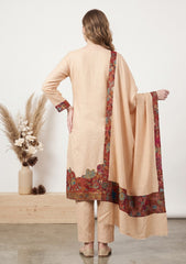 Winter - Riwaj - Pashmina Jamawar Patch Work Suit - D#08 - Skin