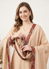 Winter - Riwaj - Pashmina Jamawar Patch Work Suit - D#08 - Skin