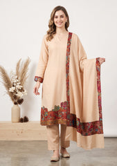Winter - Riwaj - Pashmina Jamawar Patch Work Suit - D#08 - Skin