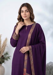 Winter - Riwaj - Pashmina Jamawar Patch Work Suit - D#10 - Purple