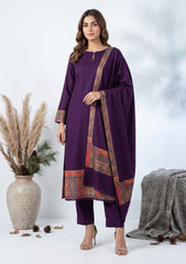 Winter - Riwaj - Pashmina Jamawar Patch Work Suit - D#10 - Purple