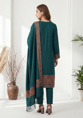 Winter - Riwaj - Pashmina Jamawar Patch Work Suit - D#11 - D Green