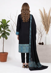 Winter - Riwaj - Pashmina Jamawar Patch Work Suit - D#16 - Black