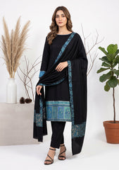 Winter - Riwaj - Pashmina Jamawar Patch Work Suit - D#16 - Black