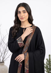 Winter - Riwaj - Pashmina Jamawar Patch Work Suit - D#18 - Black