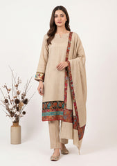 Winter - Riwaj - Pashmina Jamawar Patch Work Suit - D#019 - L Brown