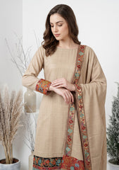 Winter - Riwaj - Pashmina Jamawar Patch Work Suit - D#21 - L Brown