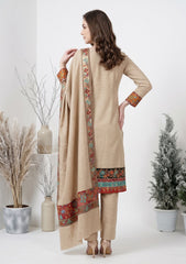 Winter - Riwaj - Pashmina Jamawar Patch Work Suit - D#21 - L Brown