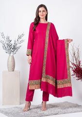 Winter - Riwaj - Pashmina Qalamkar Patch Work Suit - D#35 - Sh Pink