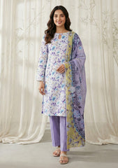 Lawn - Rubaaiyat - Chikankari 26 - Organza Dupatta - D#01 - W Purple