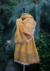 Shawl Collection - Sadias Collection - Chiffon Dupatta - D#07 Yellow Bahar